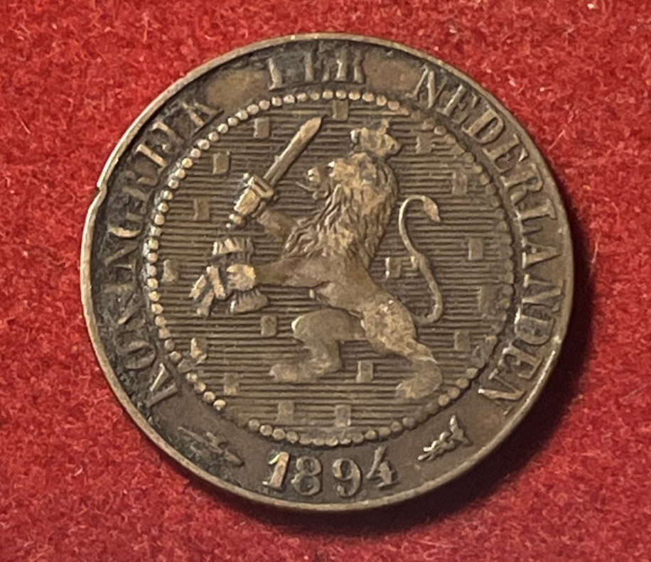 Netherlands 2-1/2 Cent 1894 Bronze Coin KM#108 1M Mintage T9011a