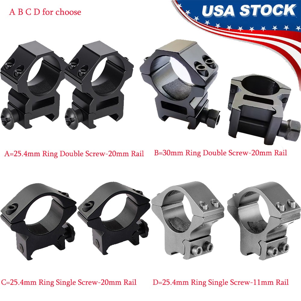 2PCS Scope Ring 1" 25.4/30mm Tube Low Profile Mount for Dovetail/Picatinny Rail