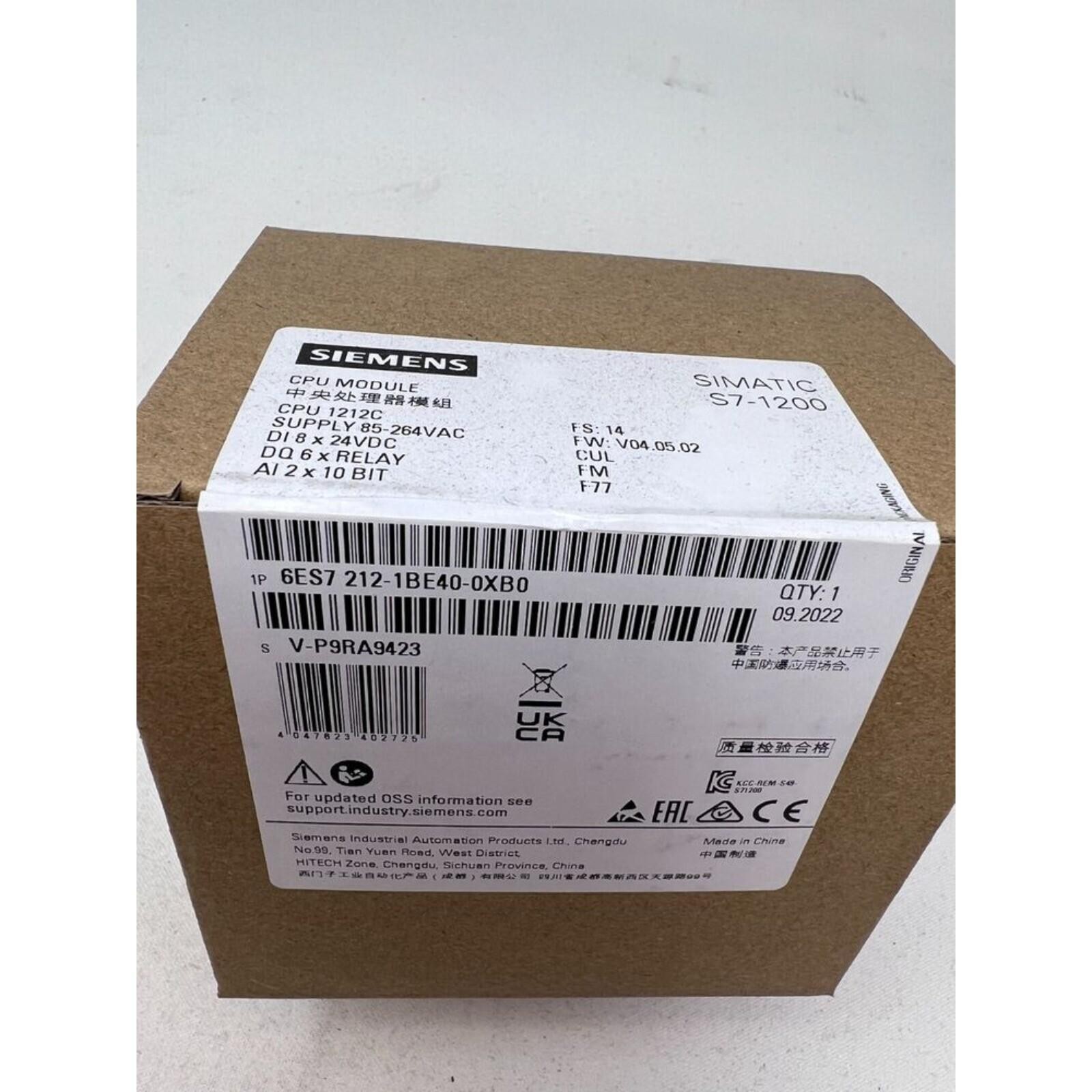 New Siemens 6ES7212-1BE40-0XB0 6ES7 212-1BE40-0XB0 SIMATIC S7-1200 CPU 1211C