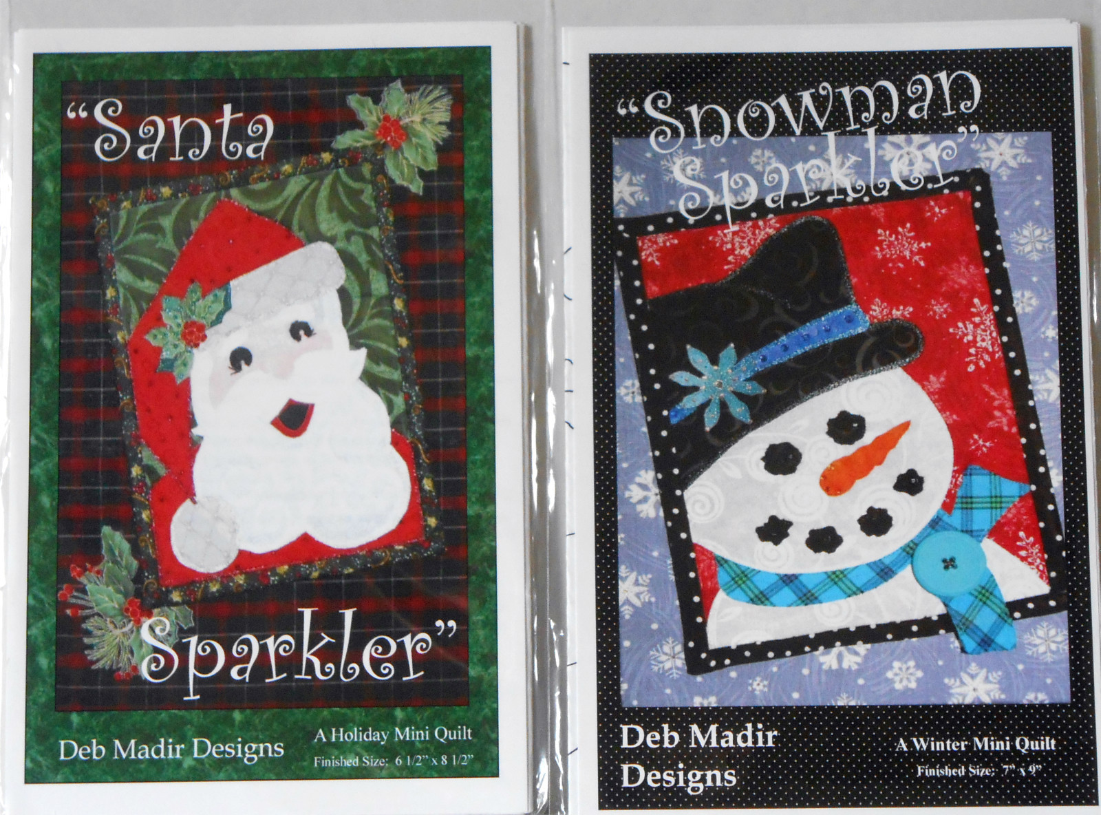 PATTERN - DEB MADIR "SANTA SPARKLER" & "SNOWMAN SPARKLER" MINI QUILT PATTERN LOT
