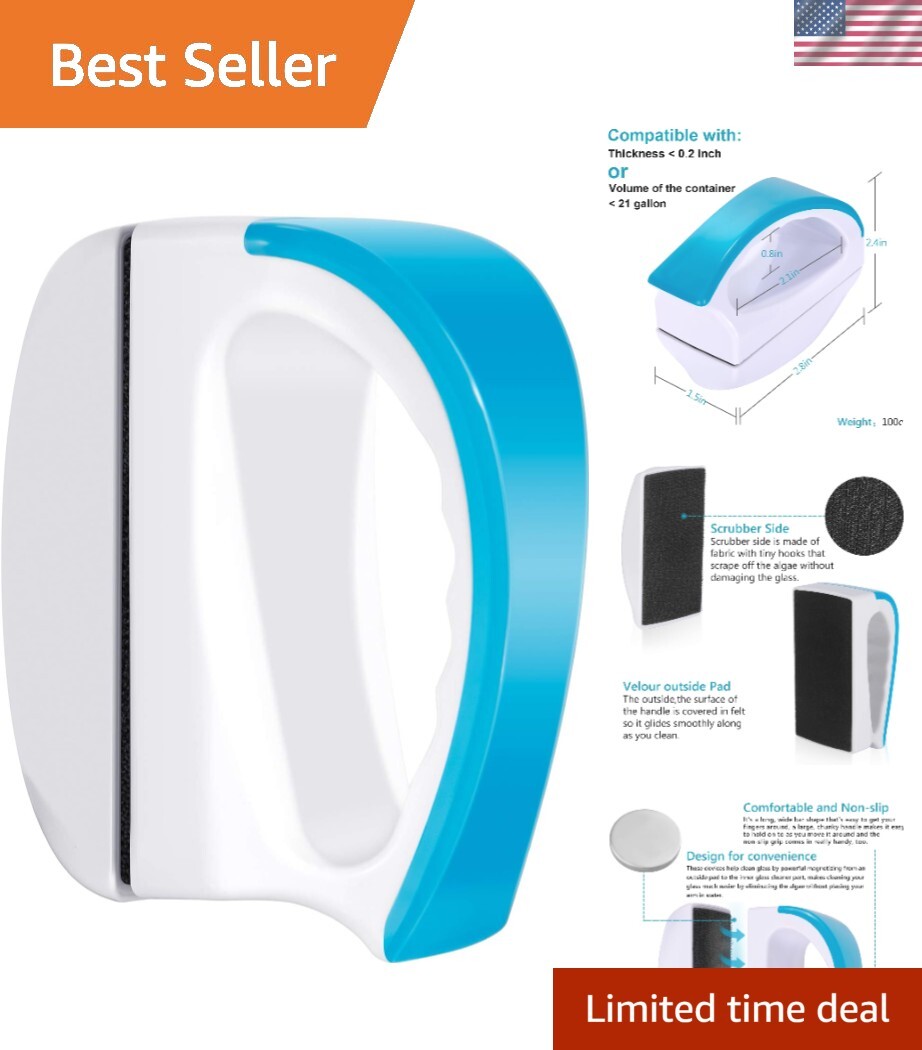 Premium Magnetic Algae Scraper for Easy Aquarium Cleaning - Light Blue, Size S