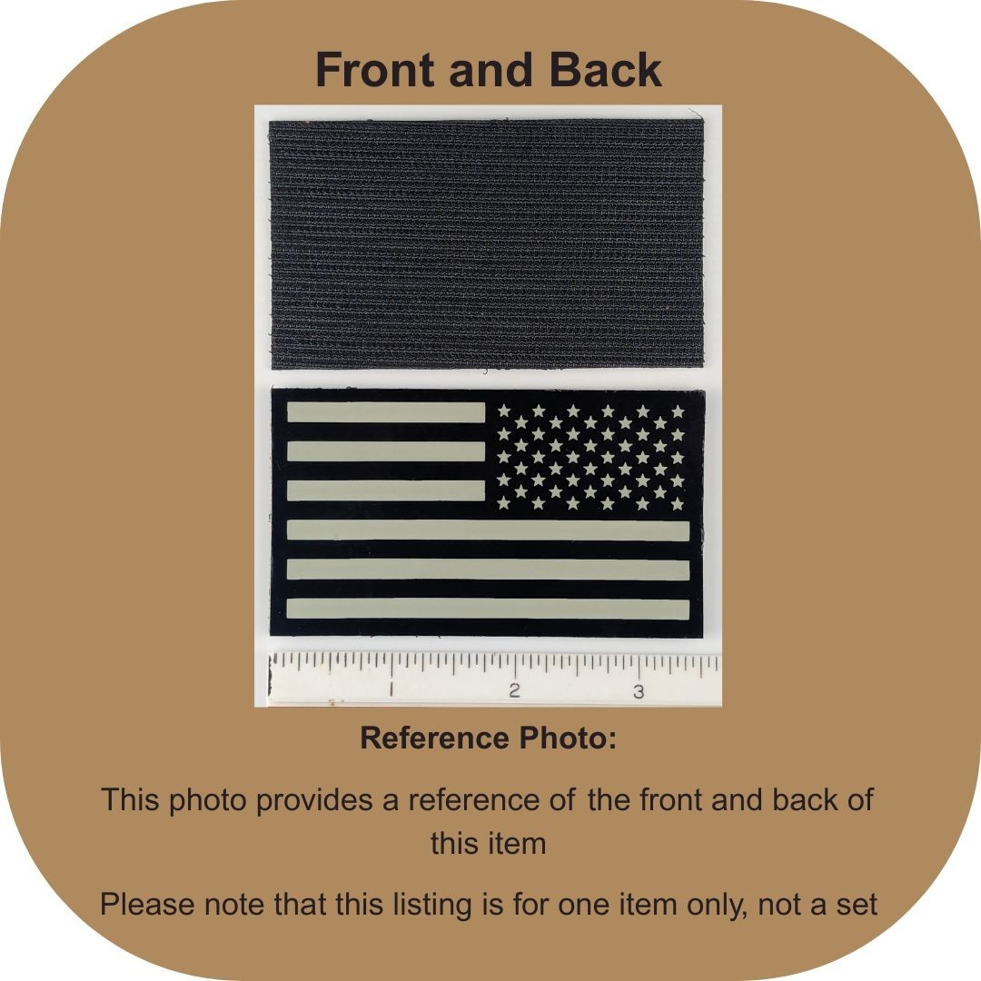 IR Reverse American Flag Patch; Subdued Infrared Tactical Patch w/ Hook Fastener