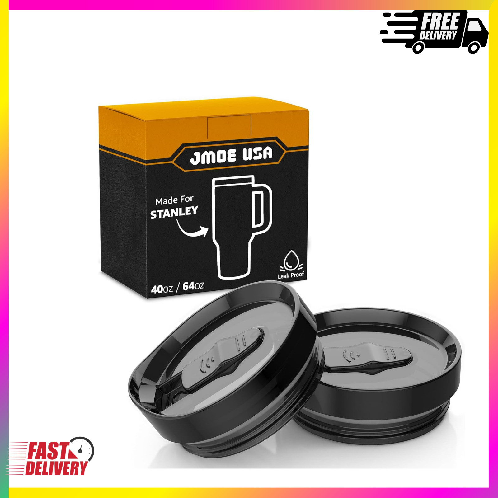 "Jmoe USA Sliding Lid for Stanley Quencher H2.0 Tumblers – Leakproof, BPA-Free,