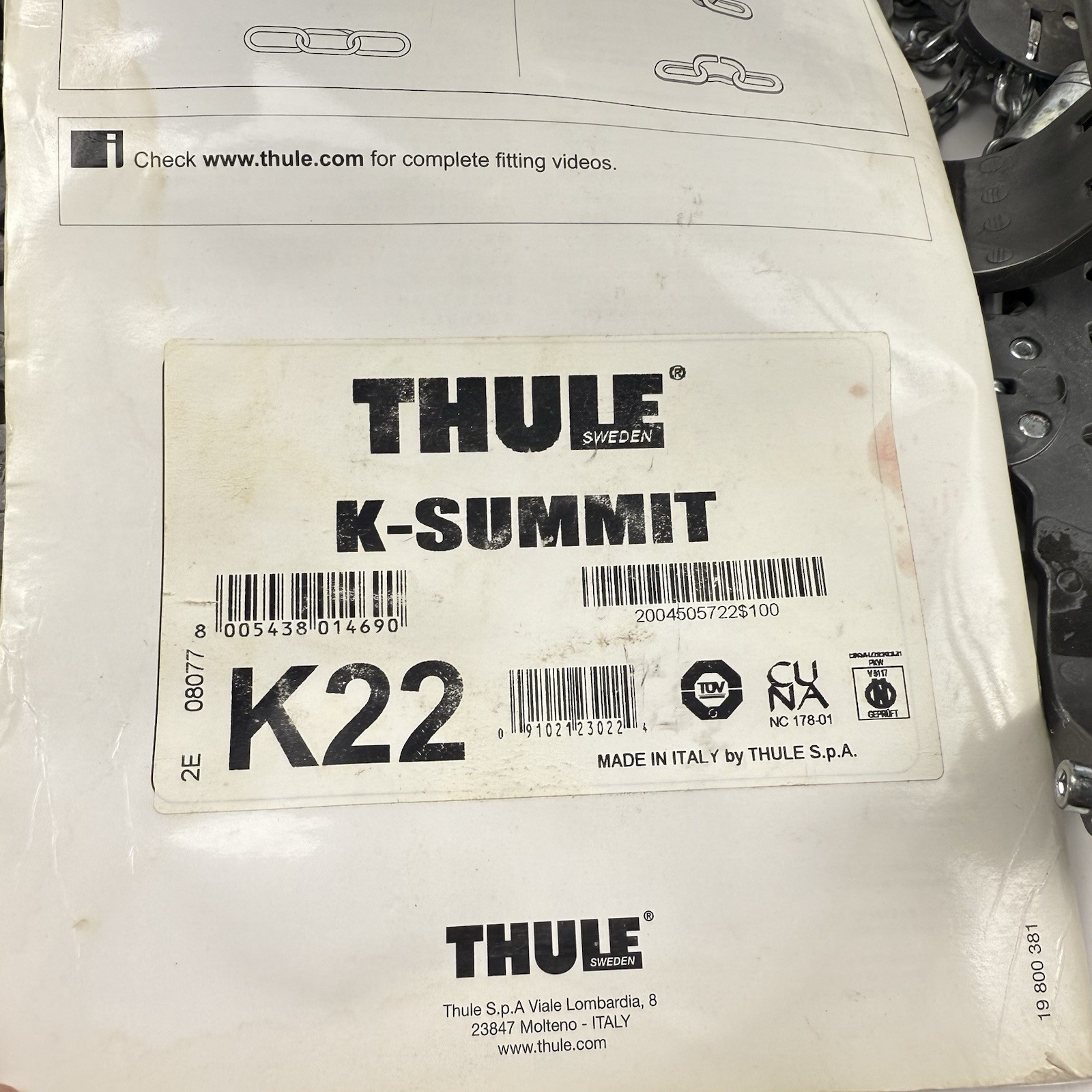 Thule König K-Summit K22 Snow Chains Cables Winter Driving Ice No Tools