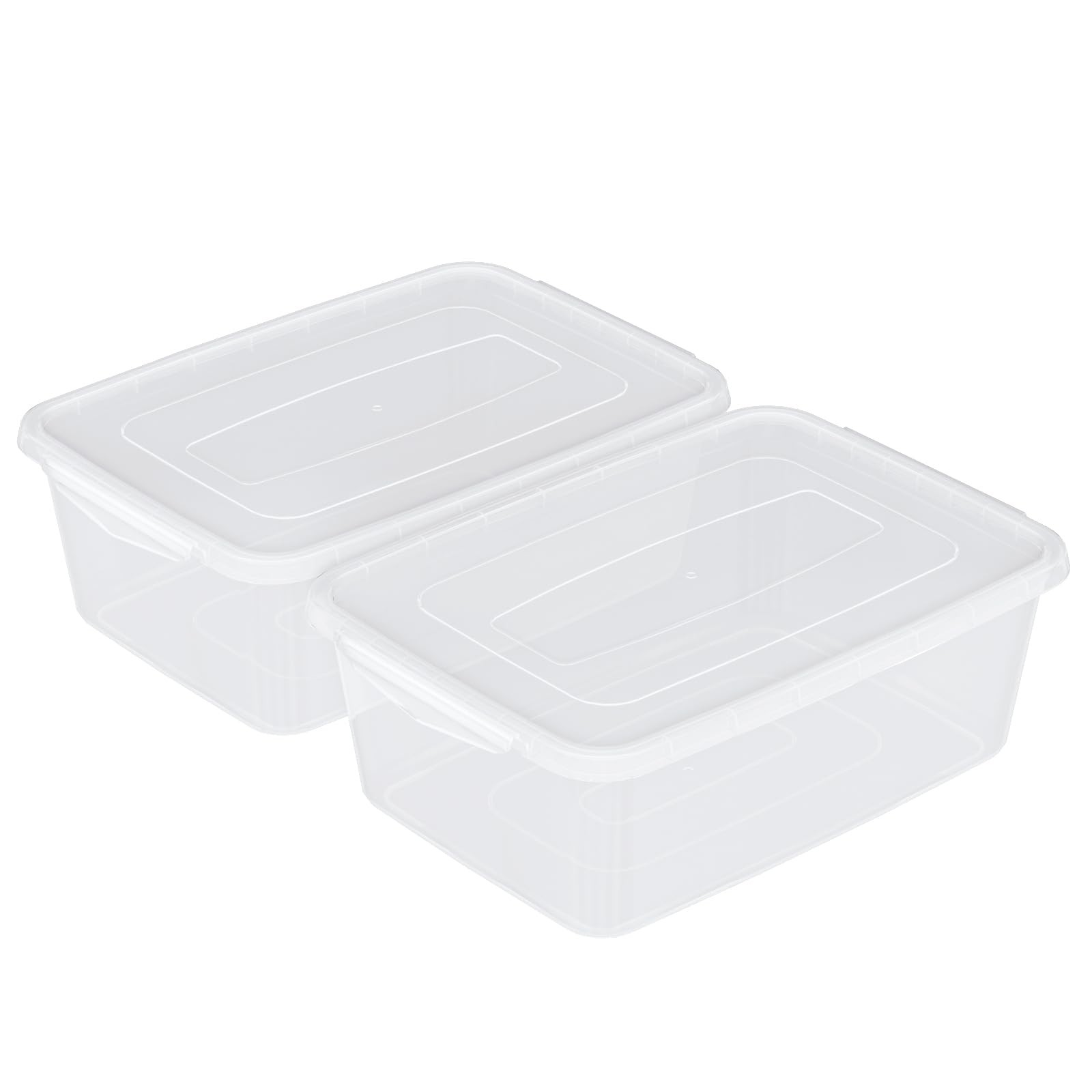 16 Quart Clear Plastic Latching Storage Box, Storage Latch Bin with lid, 2 Packs