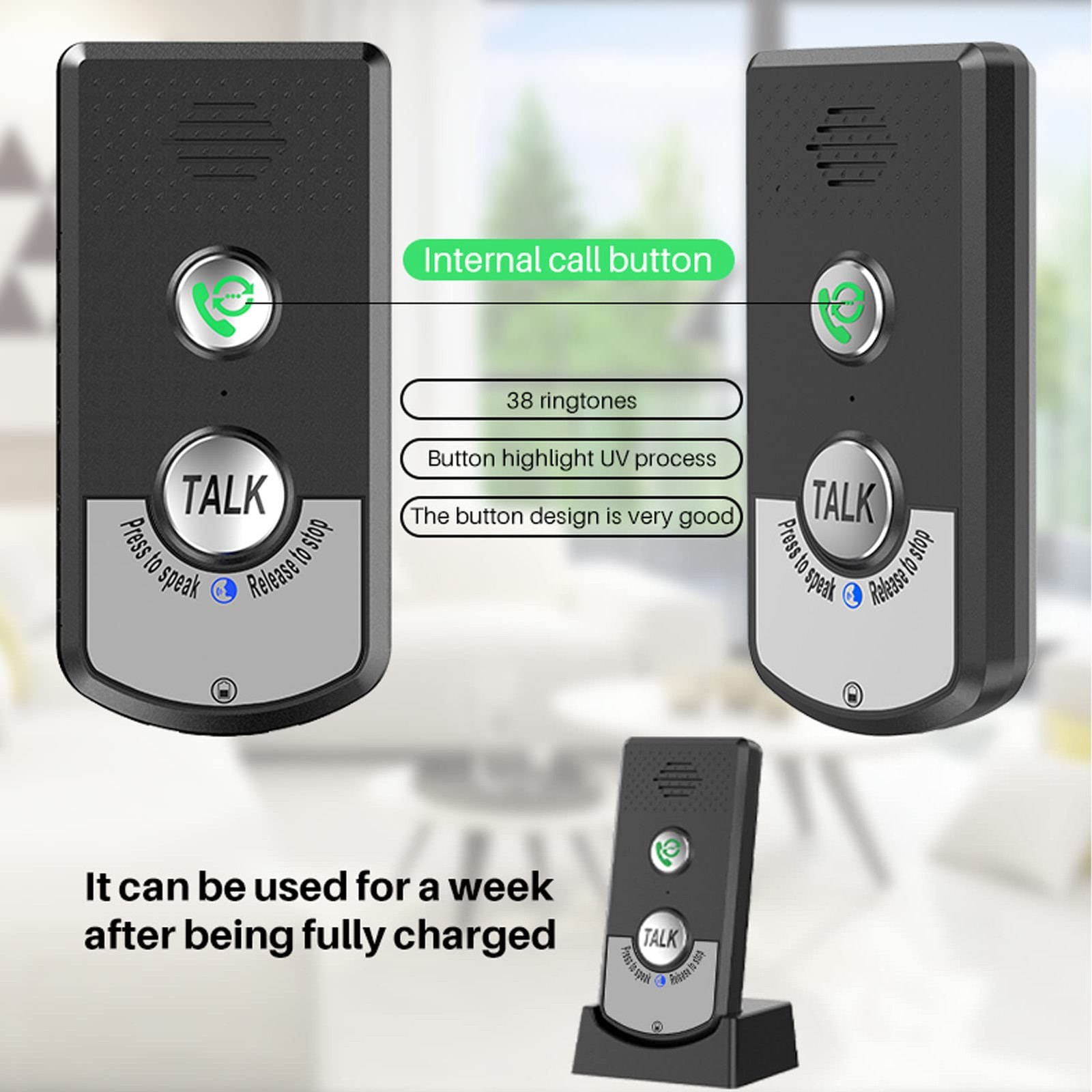 Intercoms Wireless for Home 1500 Meters 2 Charging Methods Wireless Intercom ...