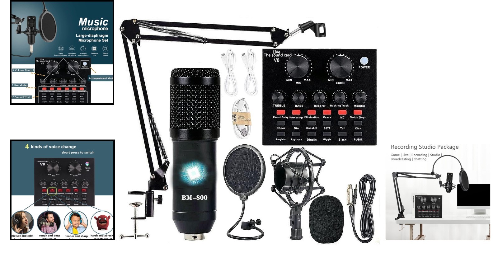Complete Recording Studio Package: BM-800 Microphone for Streaming and YouTube