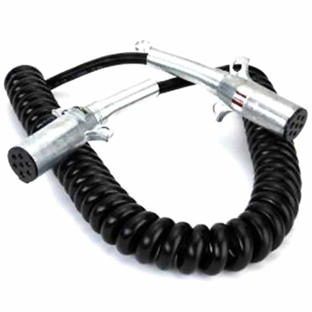 15 Ft 7 Way Coiled Electric Trailer Cord W/ 12 Inch Lead Ends