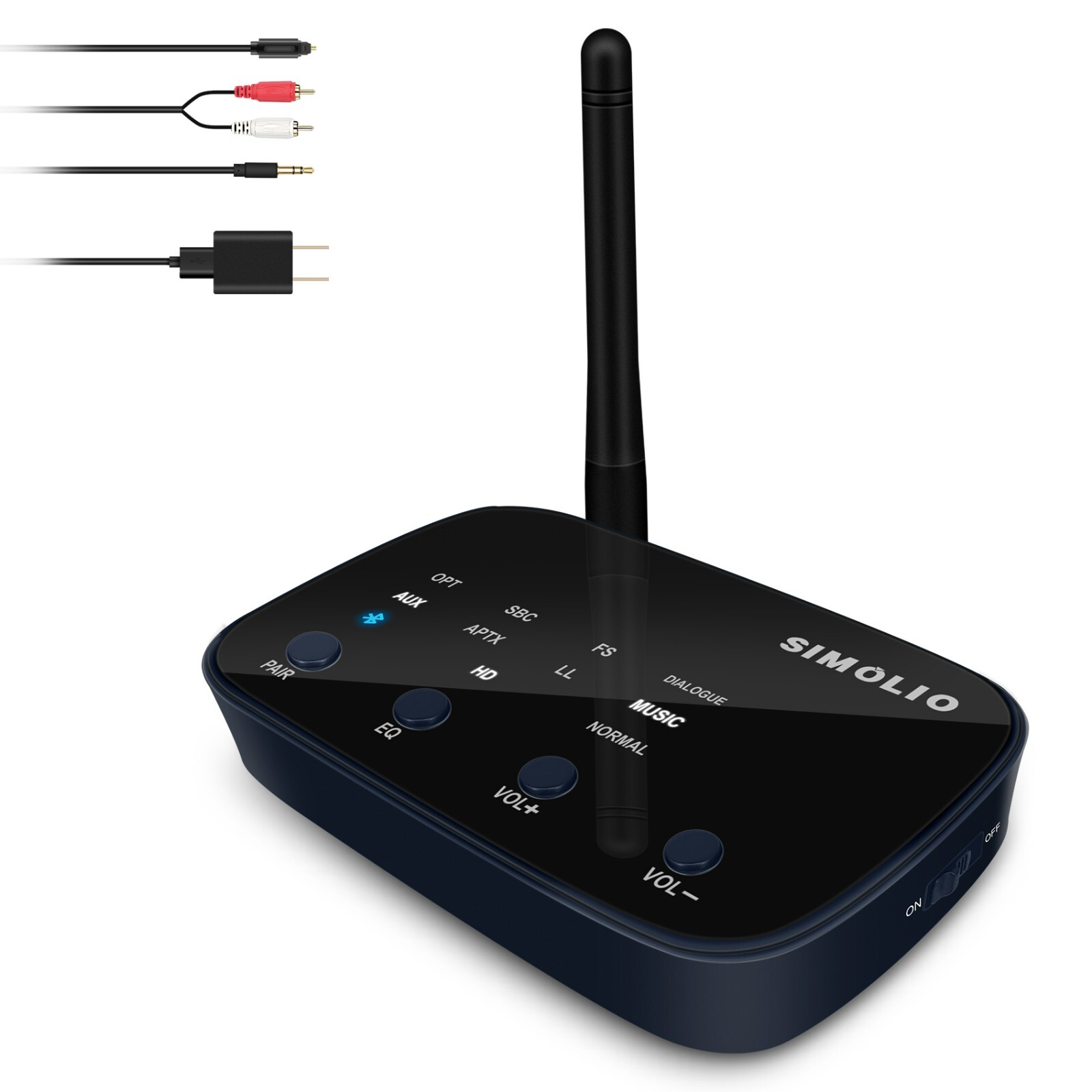 SIMOLIO Long Range HD Bluetooth Receiver for Home Stereo w/EQ & VOL Control NEW
