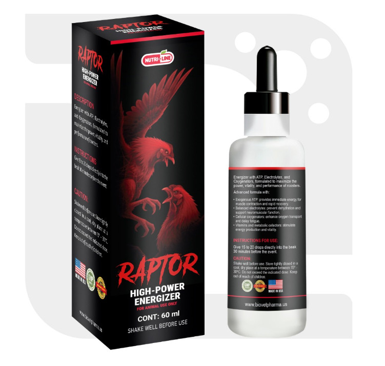 Energizante w creatine For Roosters Raptor 60ml (Para Gallos) Alta Potencia