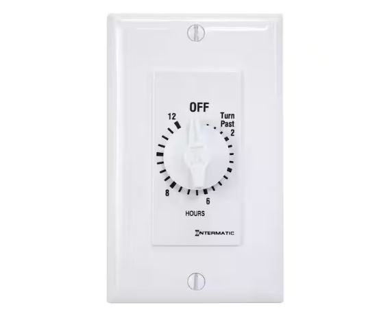 20 Amp 12-Hour Spring Wound In-Wall Timer, White