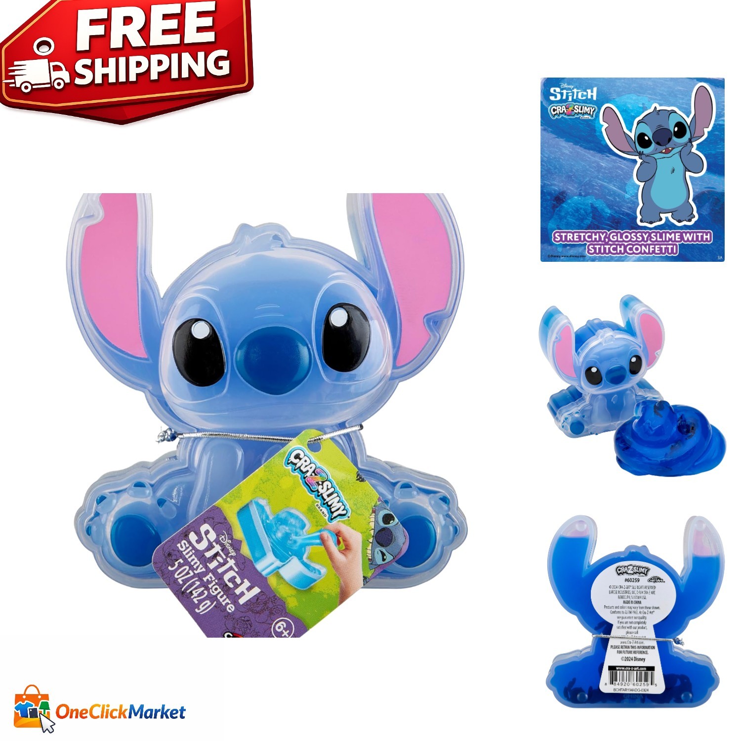 Stretchy Blue Stitch Slime Toy with Confetti – Perfect Kids Gift & Party Favor