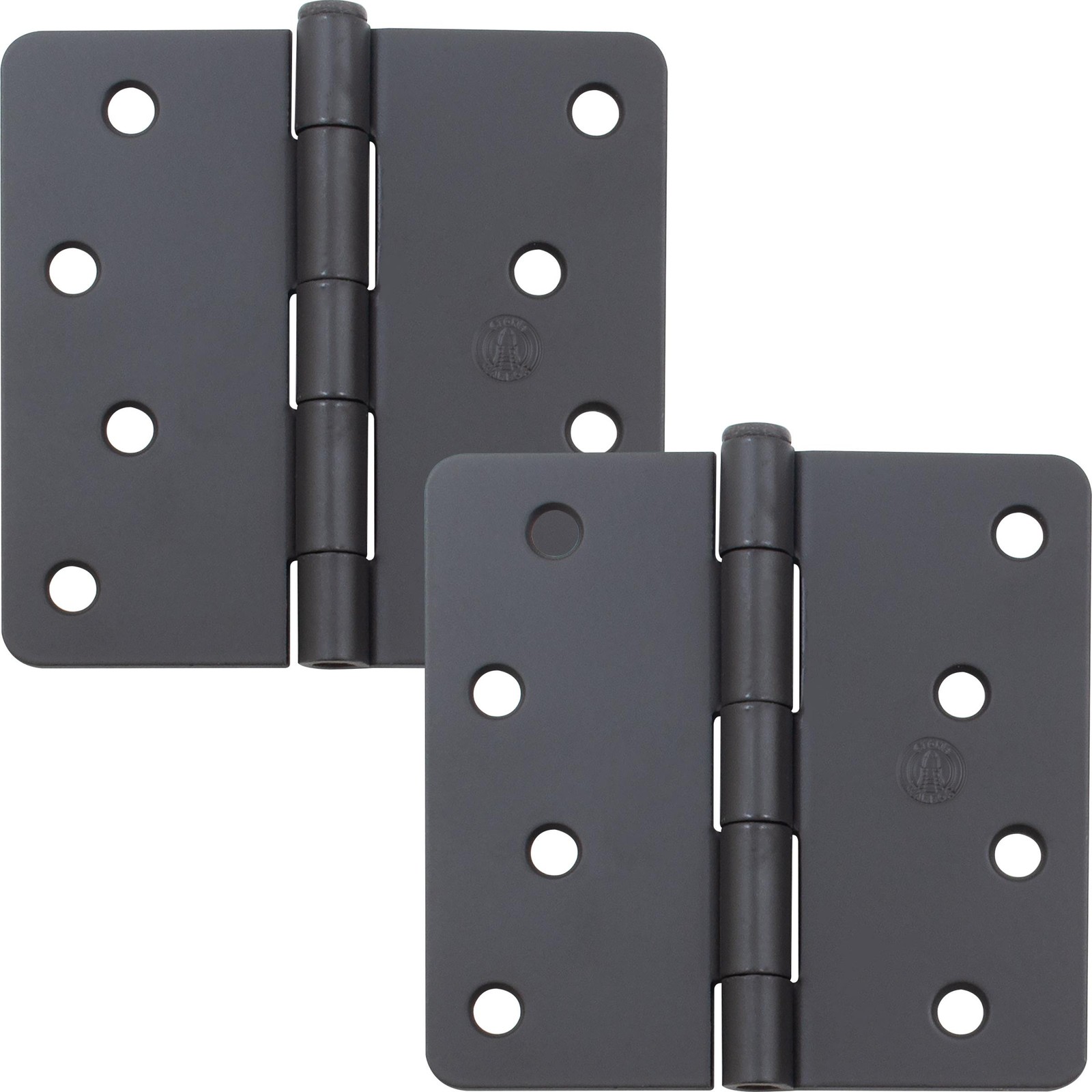Standard Hinge, 4 Inches, 1/4" Radius Corner, 2-Pack, Matte Black by Stone Harbo