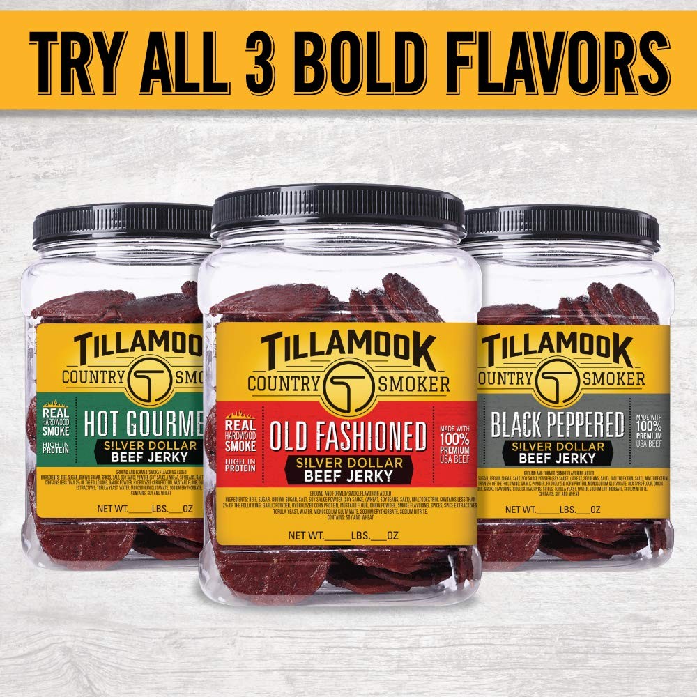 Tillamook Country Smoker Real Hardwood Smoked Silver Dollar Beef Jerky, Old...