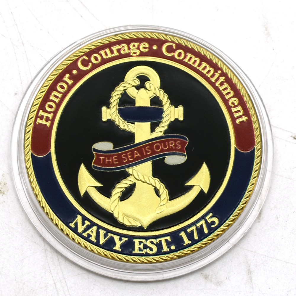 US Navy Sailor's Creed Challenge Coin Double-Sided Commemorative Anchor Gift