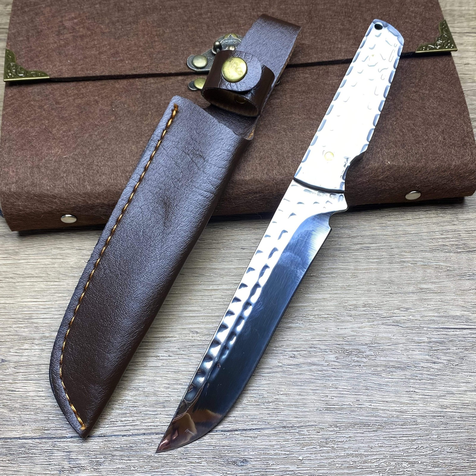 All-steel Handle Fixed Blade Knife, Outdoor Multi-functional Utility Knife