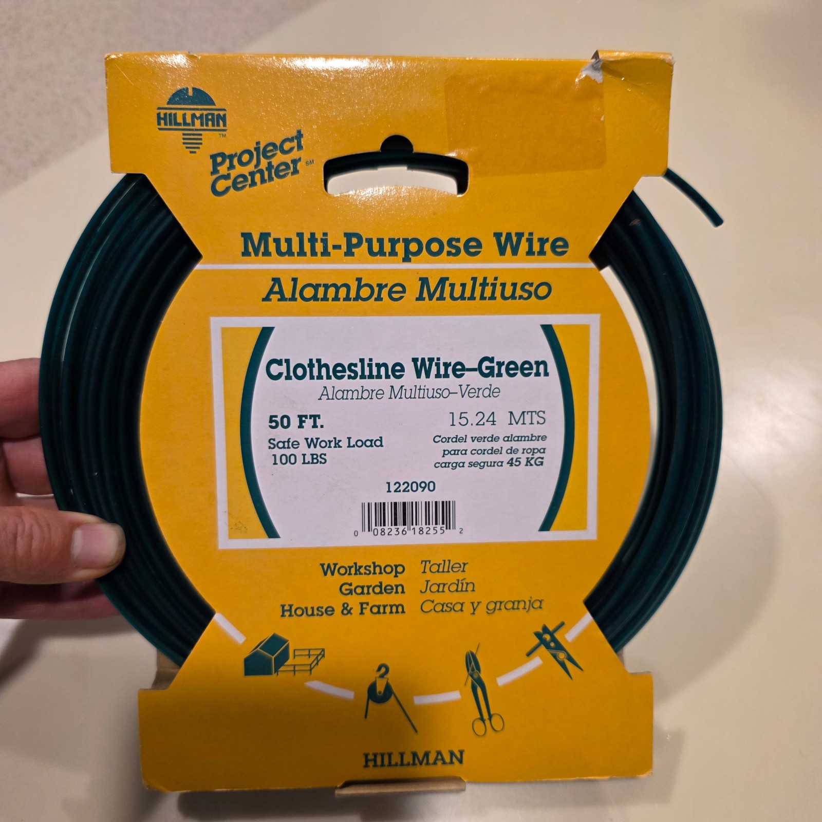 HILLMAN Plastic Coated Galvanized Wire Multi Purpose LINE Clothesline 50 ft