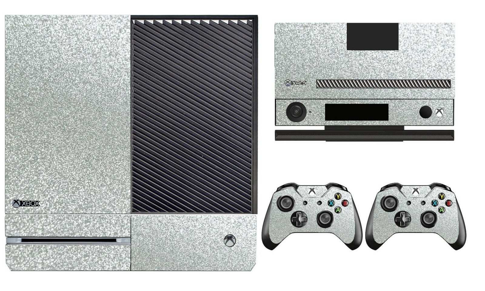 Shining Silver Bling Glitter Skin Sticker Xbox One & Kinect & 2 controller skins