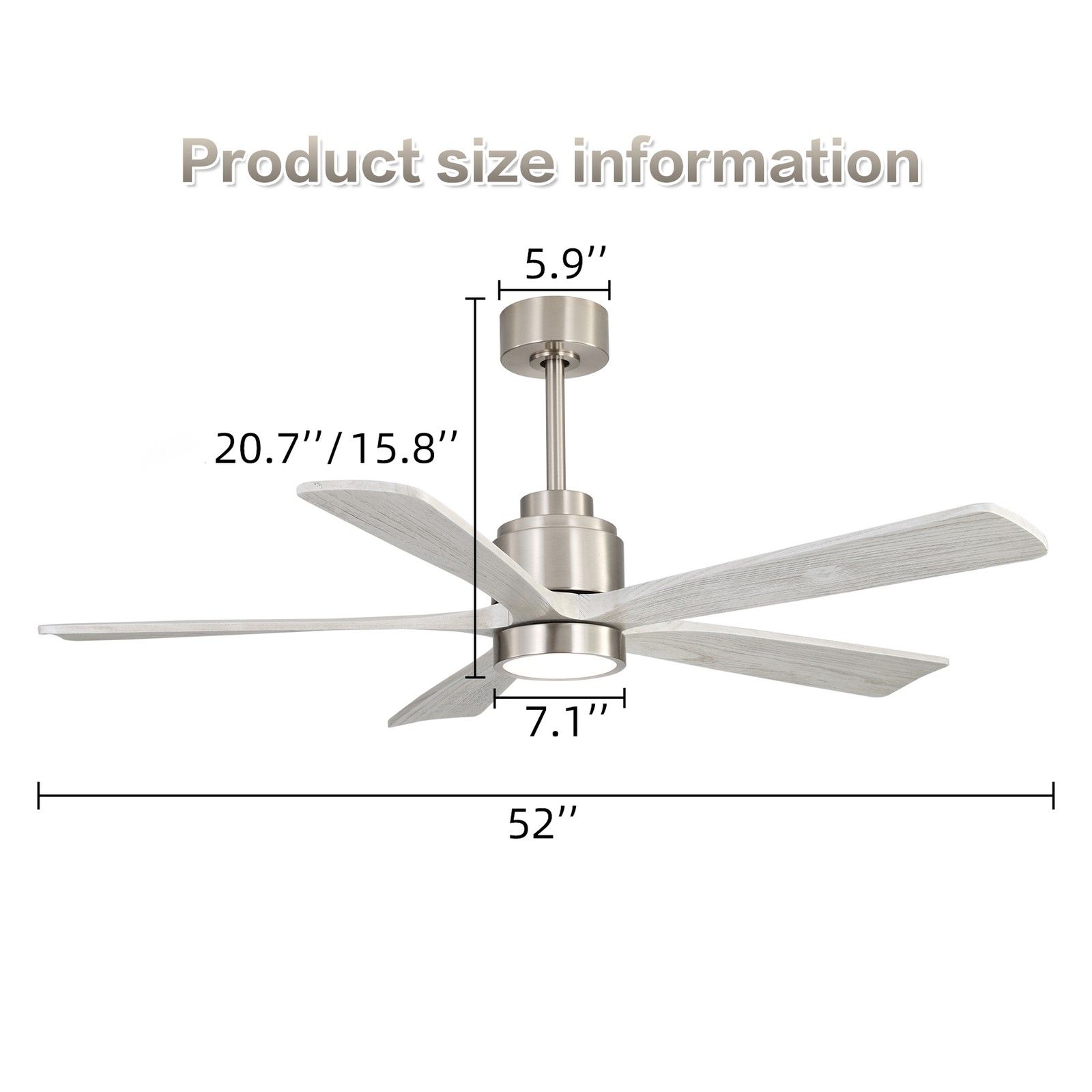 52"Ultra Quiet Reversible Ceiling Fan with Light - Dimmable LED,Memory Timer