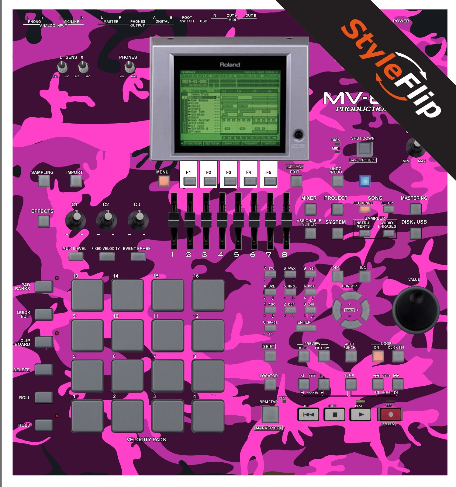 Roland MV 8000 Skins | Pink Camo | Protective Decal | StyleFlip Skins