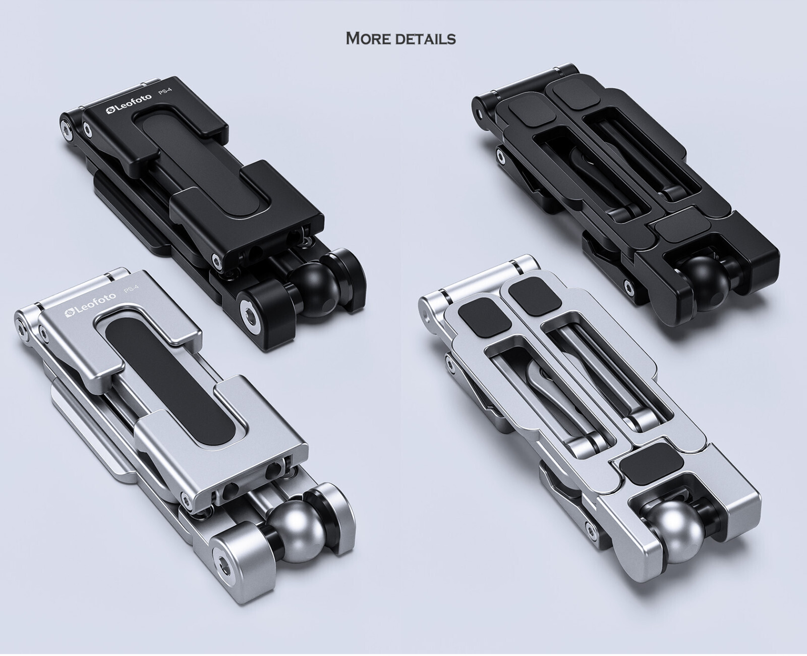 Leofoto PS-4 Foldable Multi-Functional Smartphone Clamp Silver