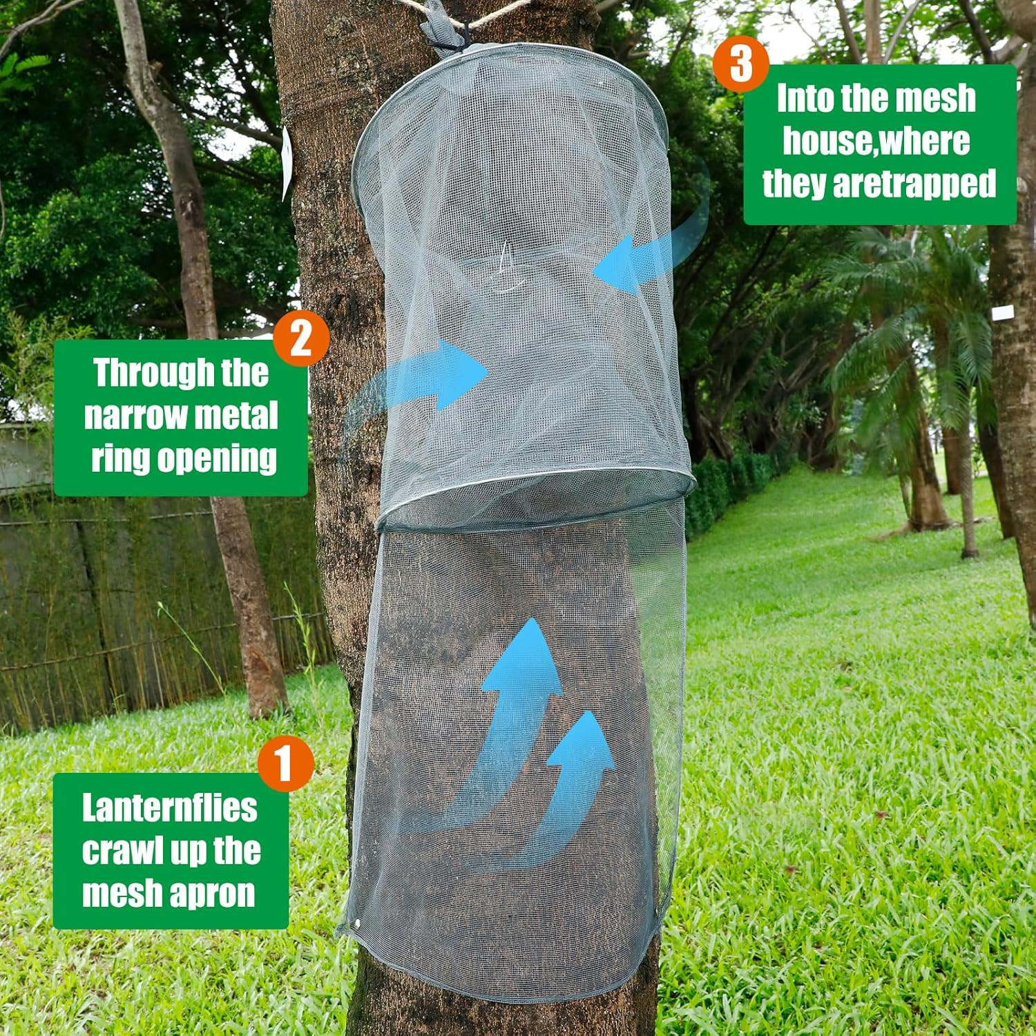 2 Pack Spotted Lanternfly Traps Lantern Fly Killer Mesh Tree Trap with Jute Rope