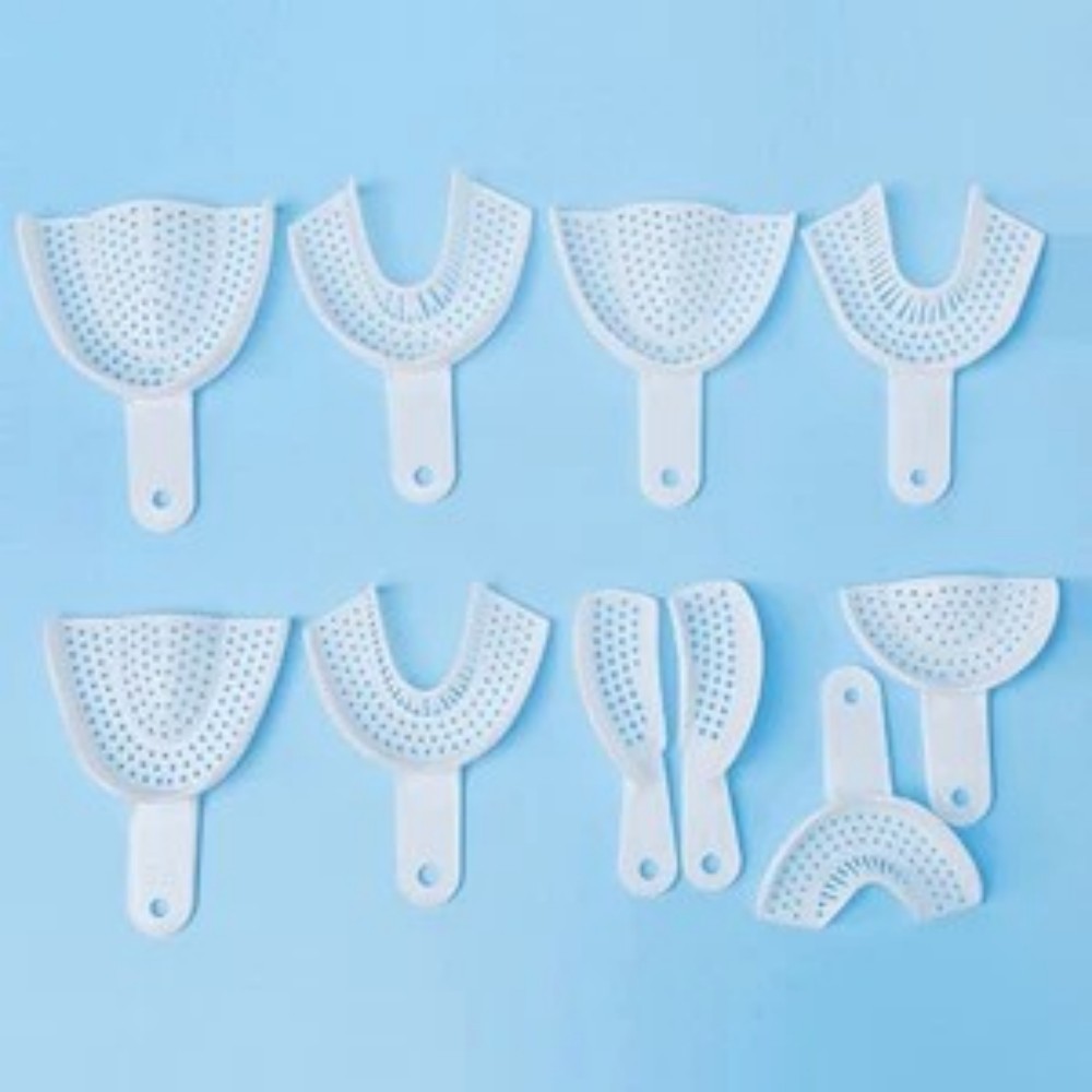 5 Sizes Dental Disposable Plastic Central Denture Impression Trays 2 Pcs/Pair