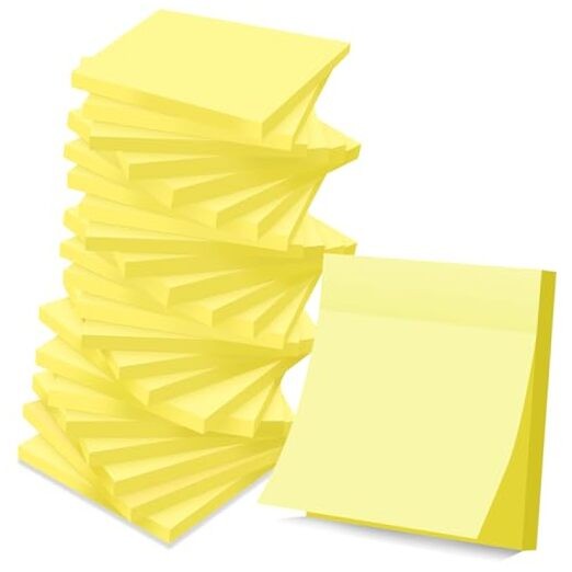 (Pack) Sticky Notes 3x3 in Yellow, Clean Removal, Recyclable, Self-Stick 24