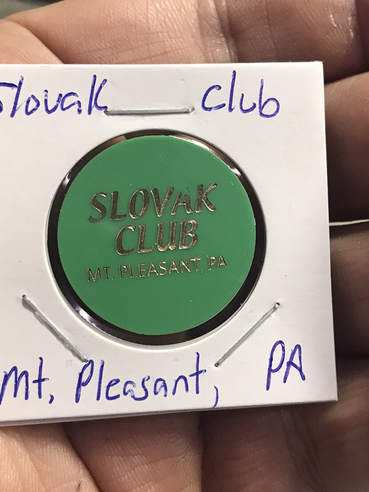 Plastic Trade Token - Slovak Club - Mt Pleasant, Pennsylvania