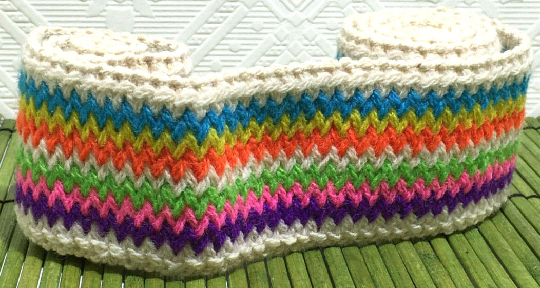Vintage Rainbow Chevron Stretchy Belt Waistband Sewing Notion 2" x 1Y