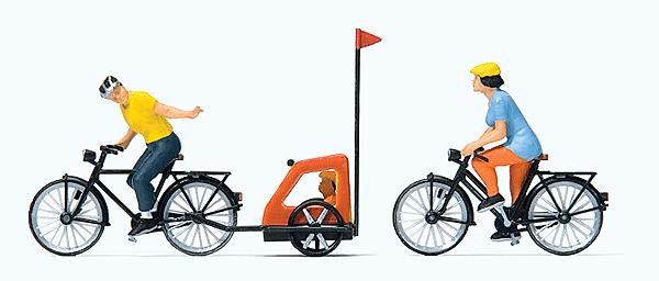 Preiser 10636 HO Family Bicycle Ride Figures (Set of 2)