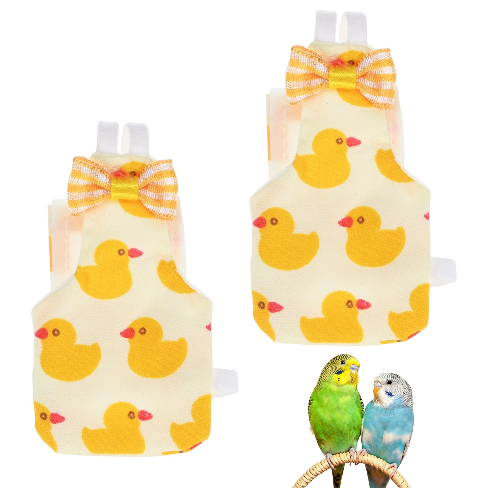 2-Pack Bird Diapers Reusable Flight Suit, Pet Parrot Nappy [Duck Yellow, S]