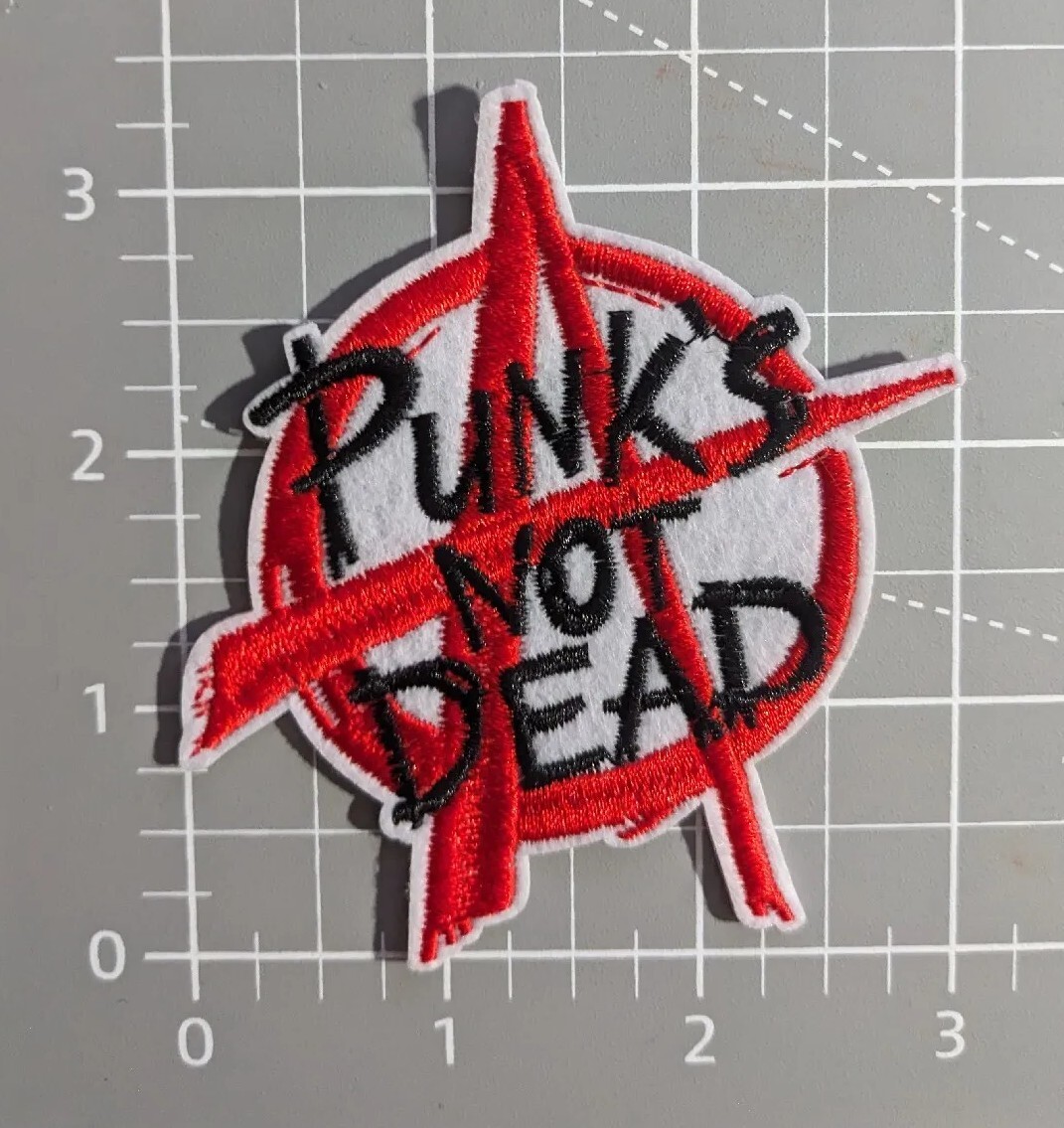 Punk's Not Dead Anarchy Symbol Goth Emo Biker Embroidered Iron Patch 3x2.5"