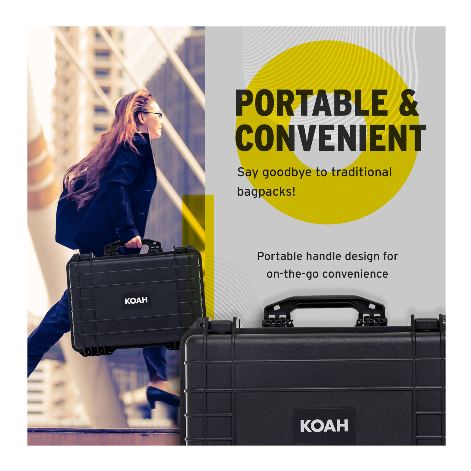 Koah Weatherproof Hard Case with Customizable Foam 18 x 14 x 7 In