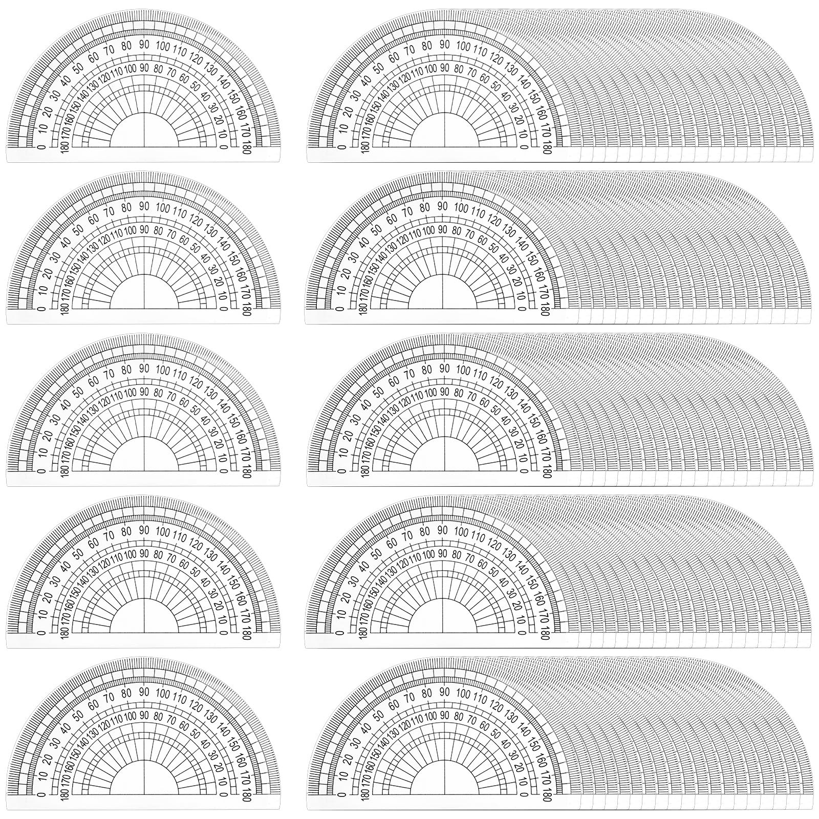 100 PCS Clear Plastic Protractor 180 Degree Math Geometry Student Tool 4 Inch