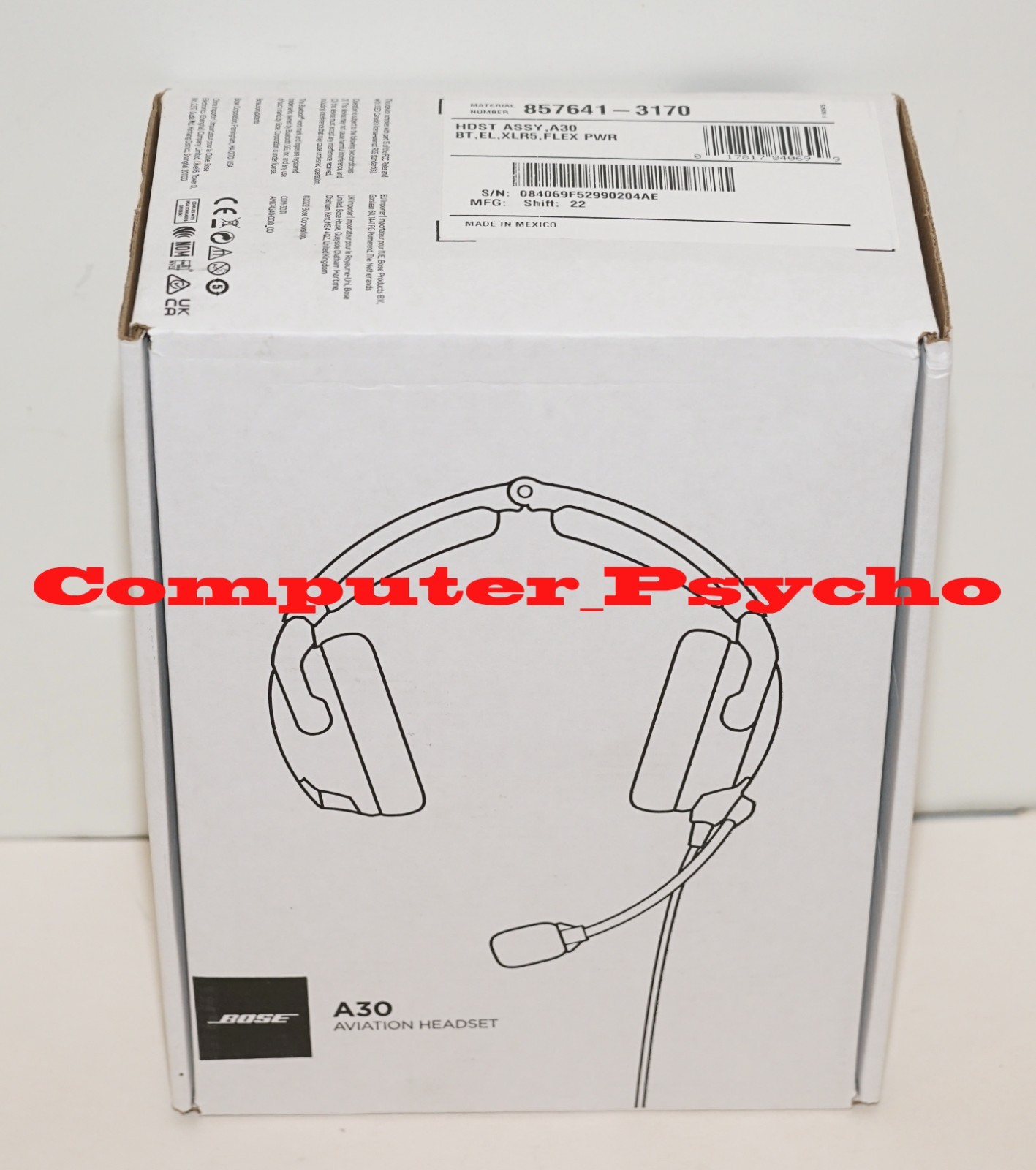BOSE A30 857641-3170 AVIATION HEADSET BLUETOOTH AIRBUS XLR 5 PIN FLEX POWER
