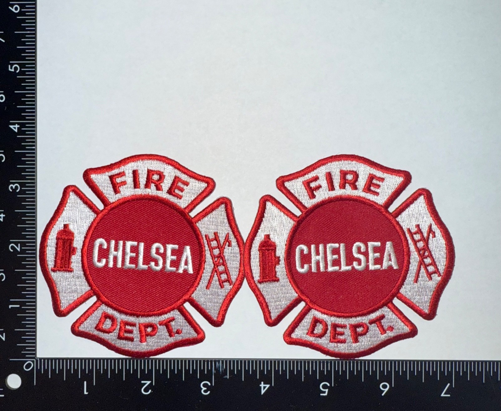 Set of 2 Vintage Chelsea Massachusetts MA Fire Dept Patch Obsolete