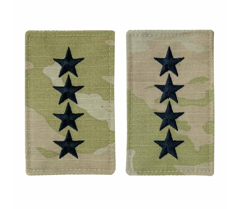 US Army 4-Star General Rank with hook on OCP camouflage