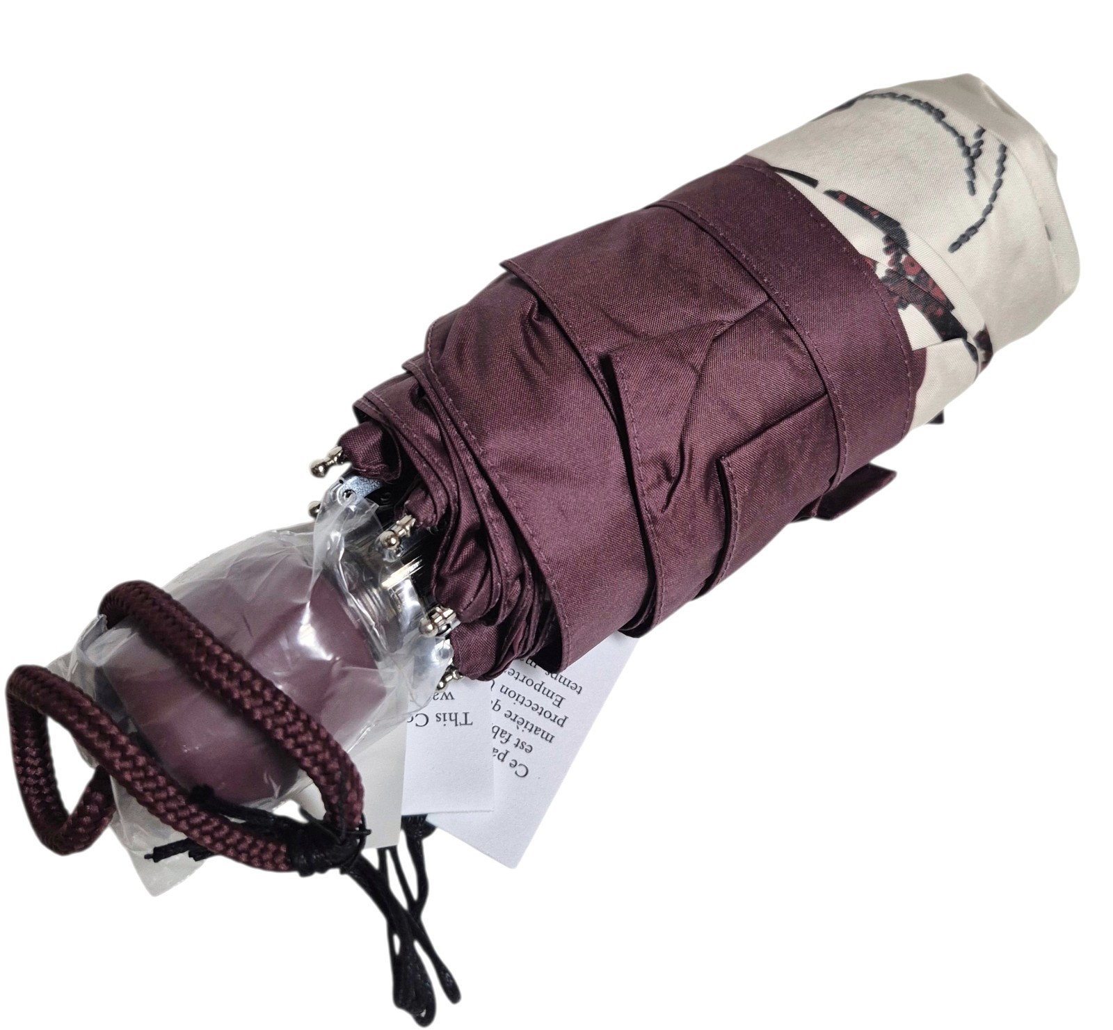 Coach UV Protection Mini Umbrella with Cherry Print Silver Chalk Multi CDF36 NWT