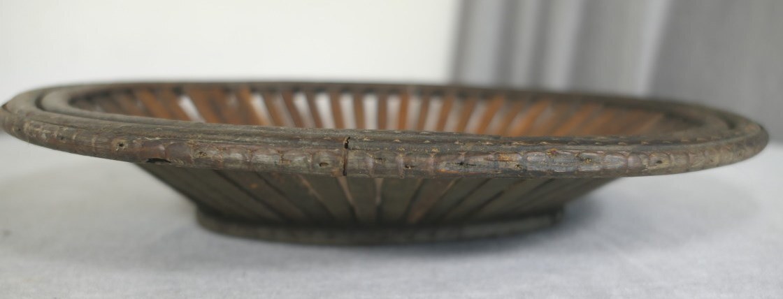 Wood Woven Wicker Oval Rustic Storage Display Décor Open Basket 12.75"