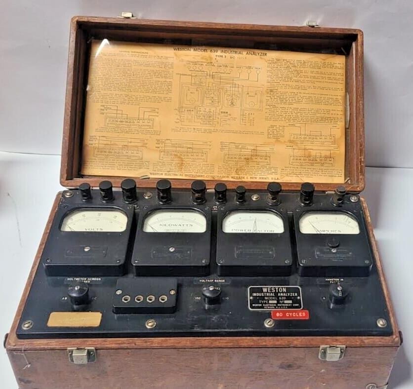 Vintage! Weston Electrical Volts Amperes Meter No. 639 Steam Punk Kilowatts
