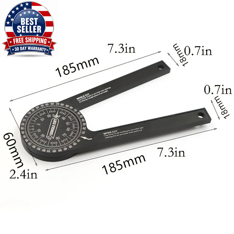 Aluminum Miter Saw Protractor | 7-Inch Rust Proof Angle Finder Featuring Precisi