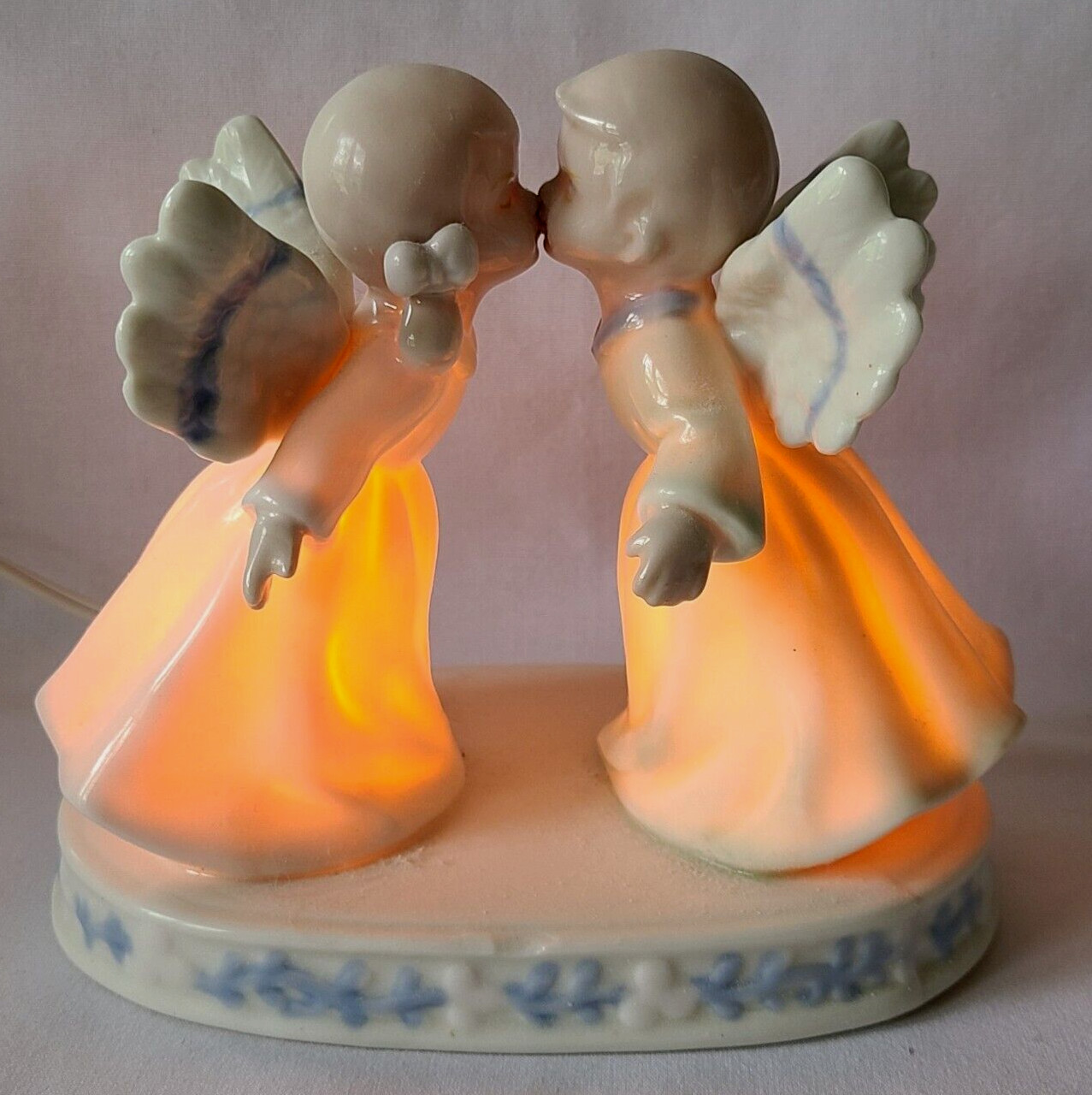 Kissing Angels Porcelain Nightlight Table Accent Light Warm Glow