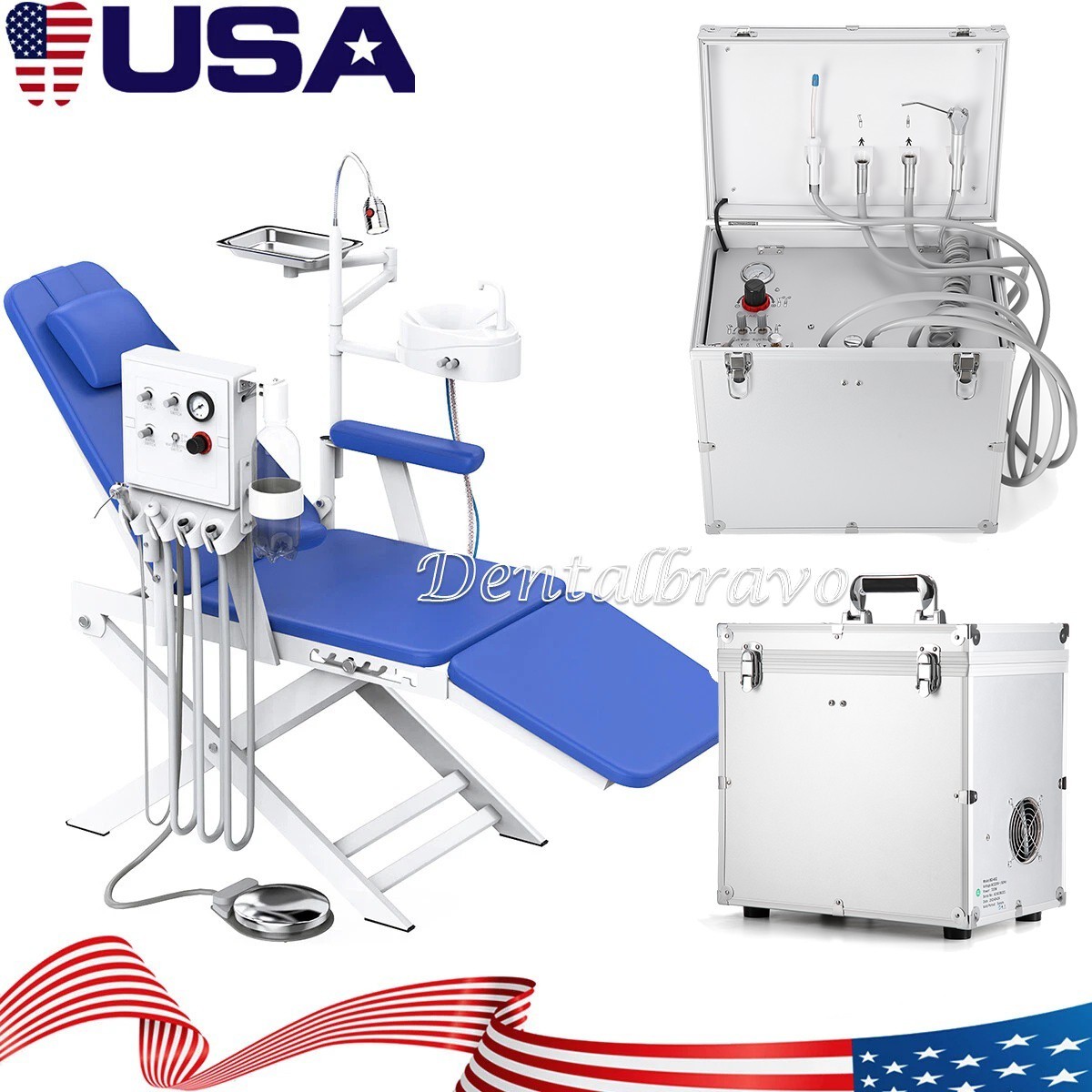 Portable Dental Mobile Delivery Unit Air Compressor Syringe Suction 4Hole /Chair