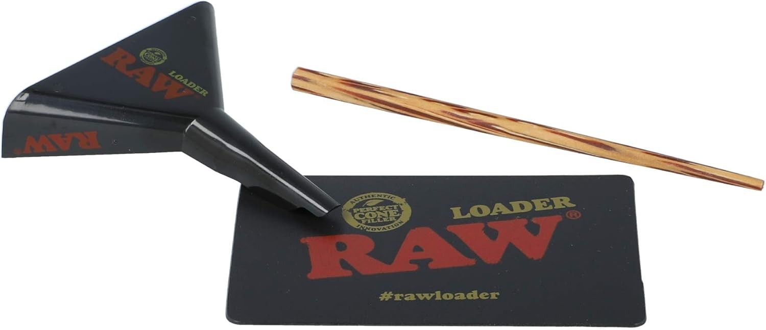 RAW Magnetic Ashtray + BIC Lighter + RAW Black 1 1/4 Cones 20Ct + Cone Loader