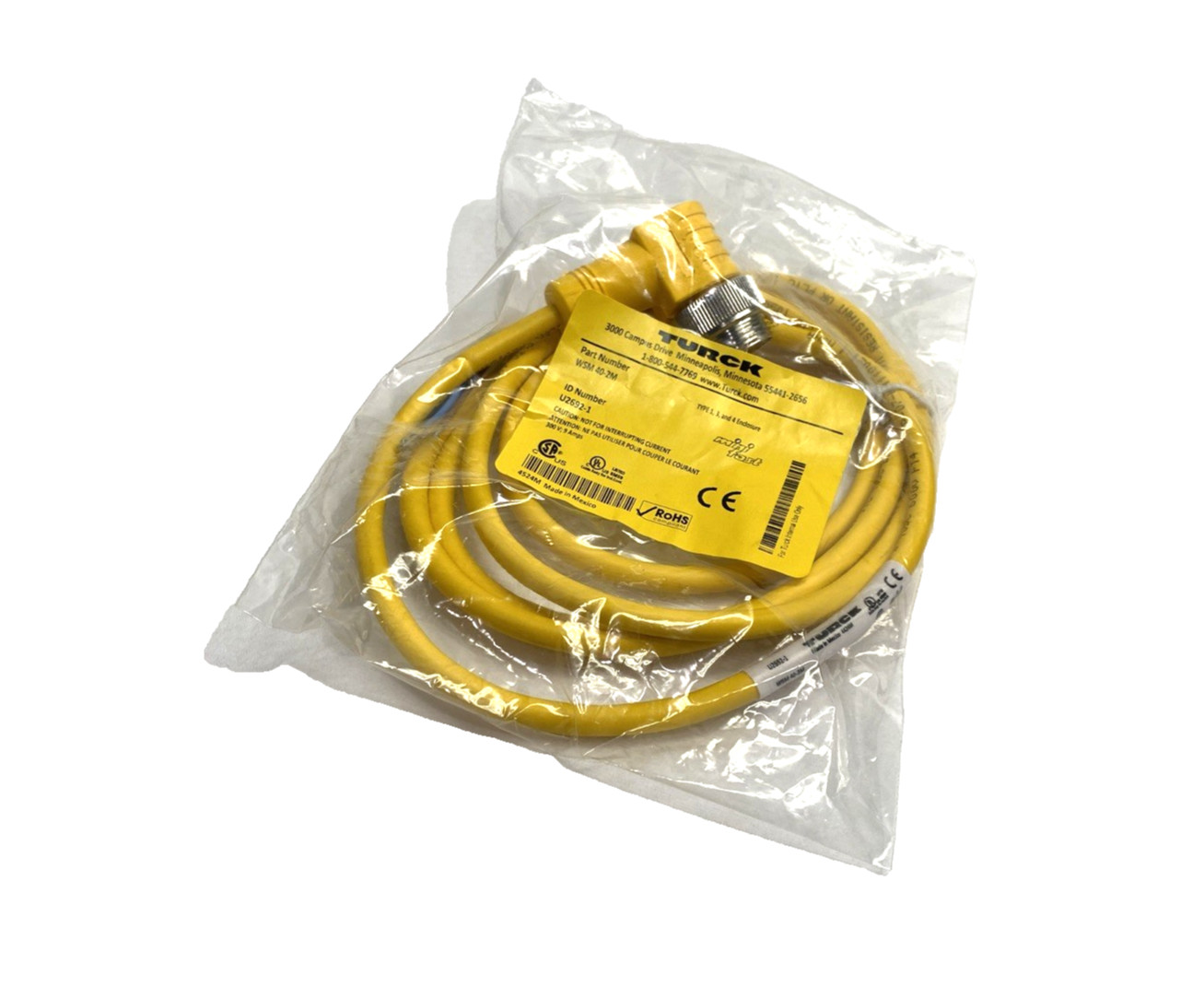 Turck WSM 40-2M Cordset, Male Angled 7/8"-16 4-Pin 2m U2692-1