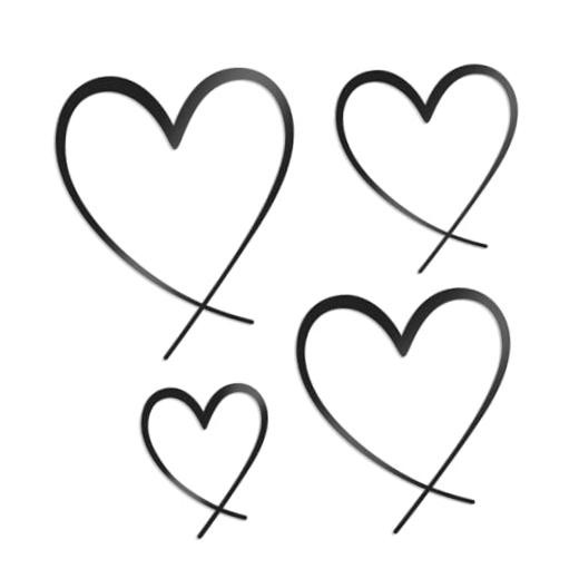 KOYILTD 4 Pcs Metal Heart Wall Art for Bedroom Modern Love Heart Classic Black