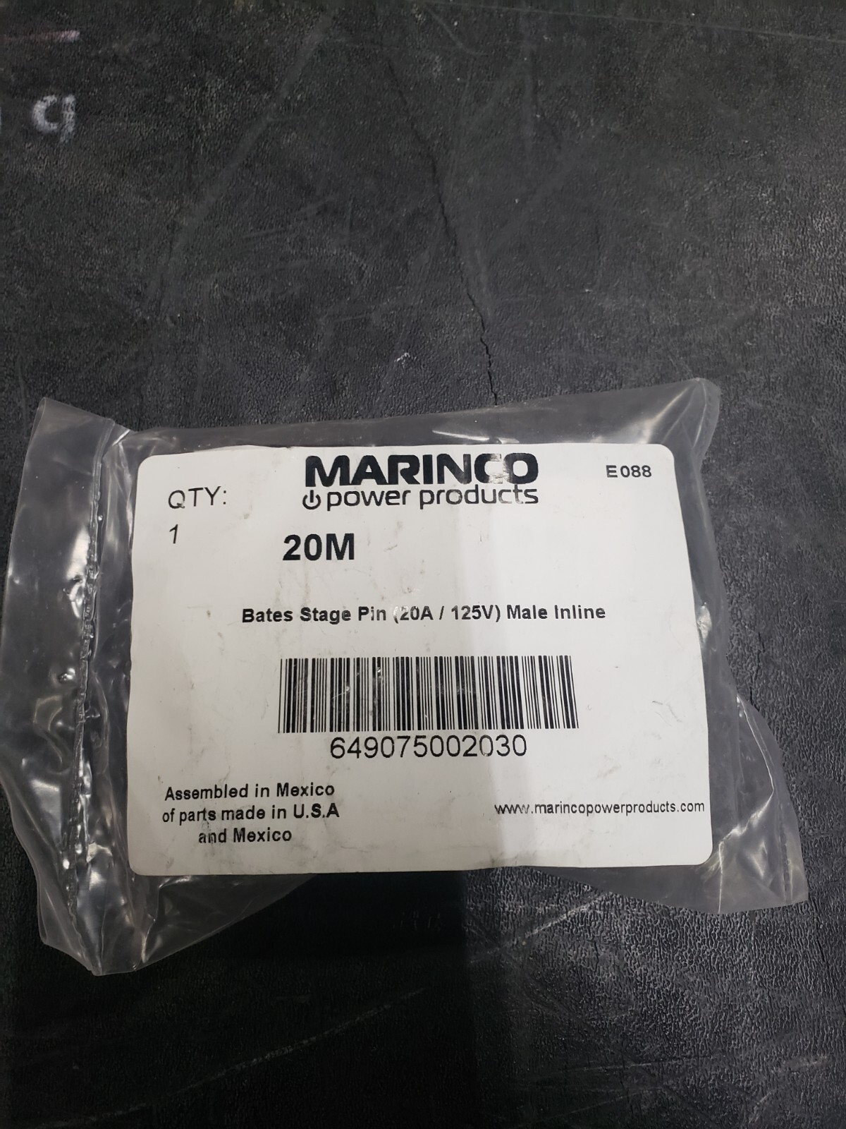 Marinco 20M Bates - Stage Pin 20 Amp, 125 Volt, Male Inline
