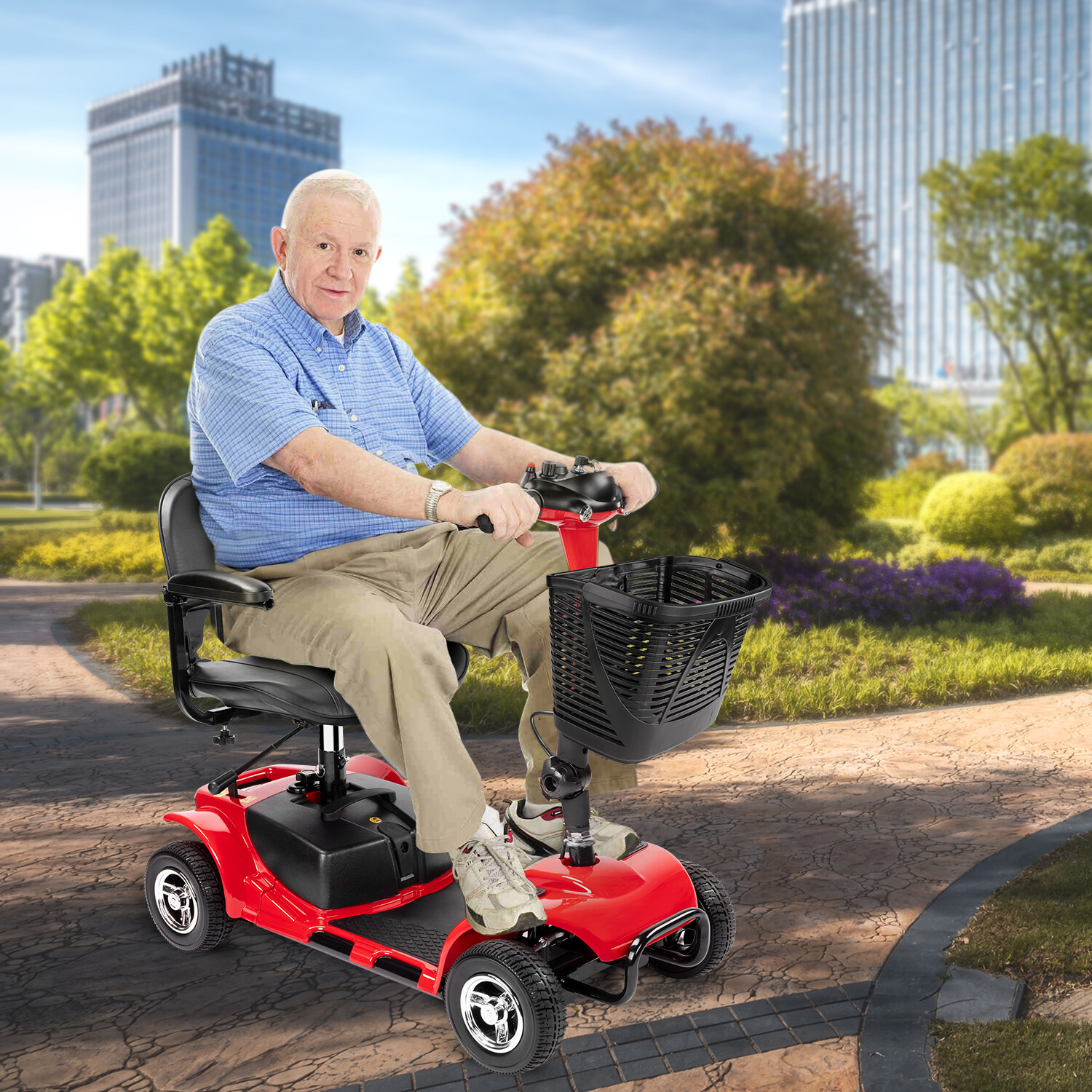 2024 4 Wheels Mobility Scooter Electric Powered Wheelchair Device for Adult Home