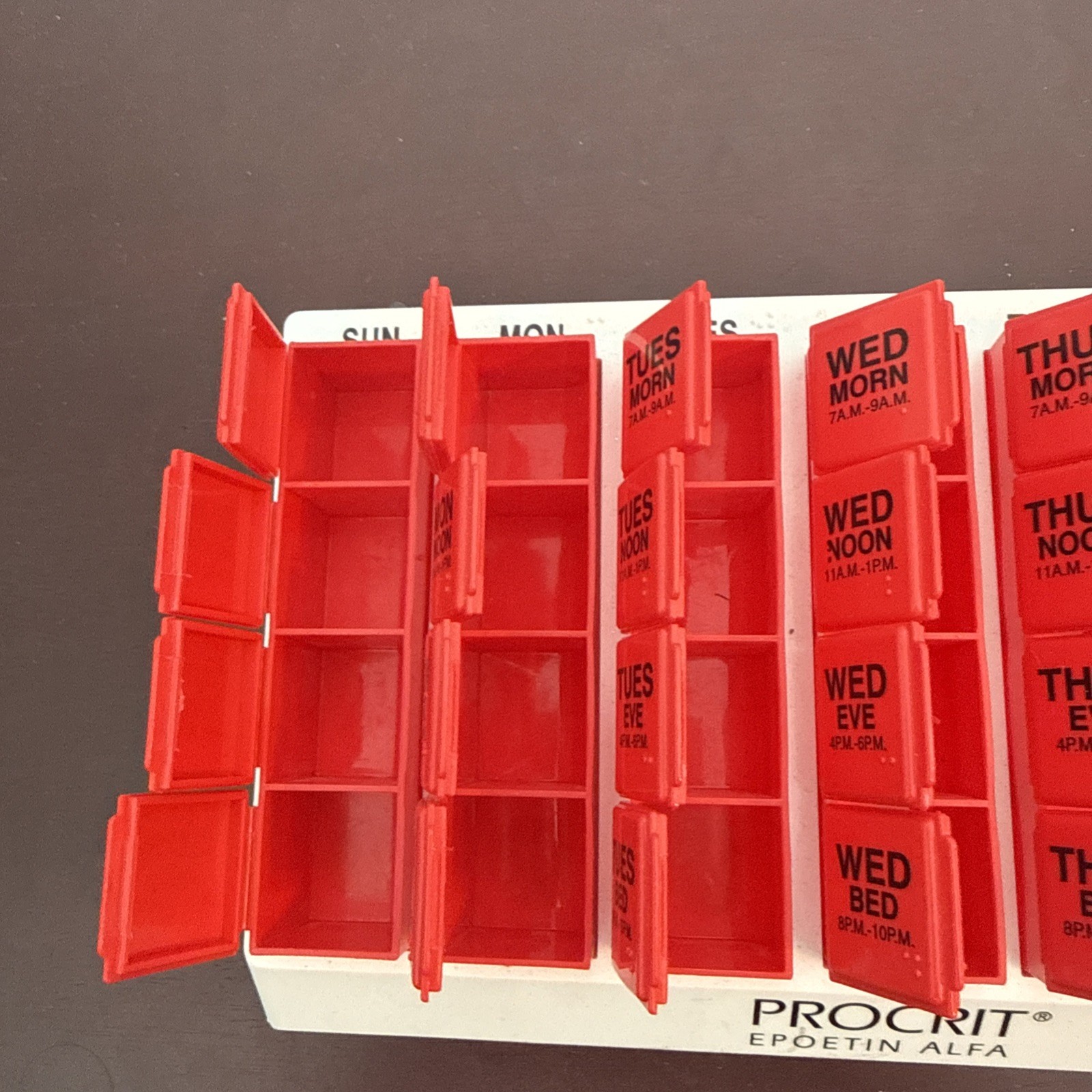 Procrit Epoetin Alfa Weekly Medication Organizer 4x/Day EMPTY Promo Box